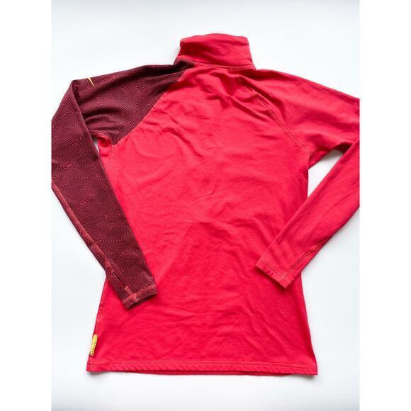 Women's Nike Pro Livestrong Red Orange Long Sleeve Half Zip Top Size Large - Picture 6 of 10